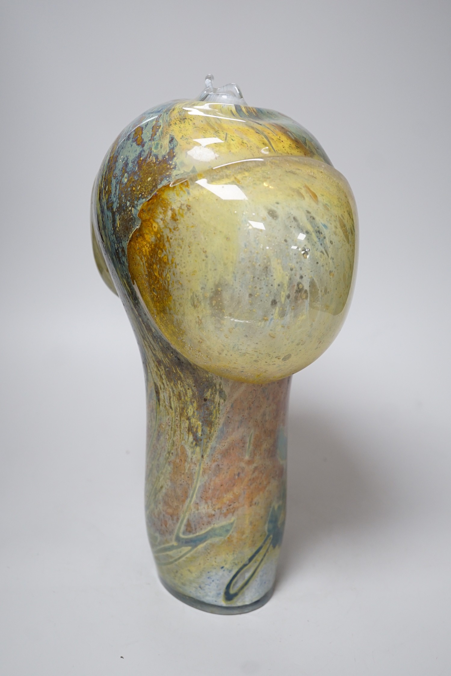 A Sam Herman studio glass vase, with catalogue, 37cms high